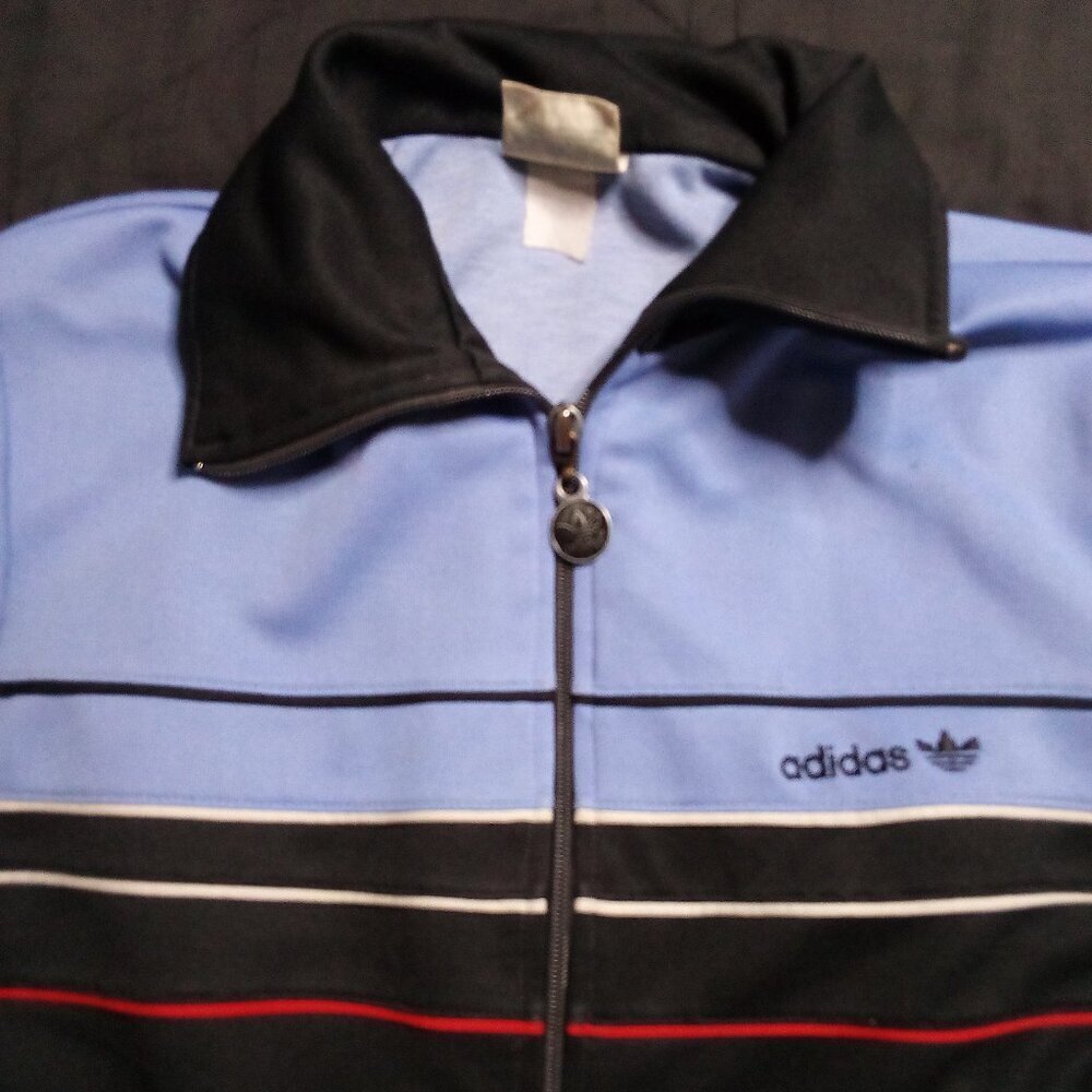 Vintage 80s Adidas Striped Zipper Track Jacket